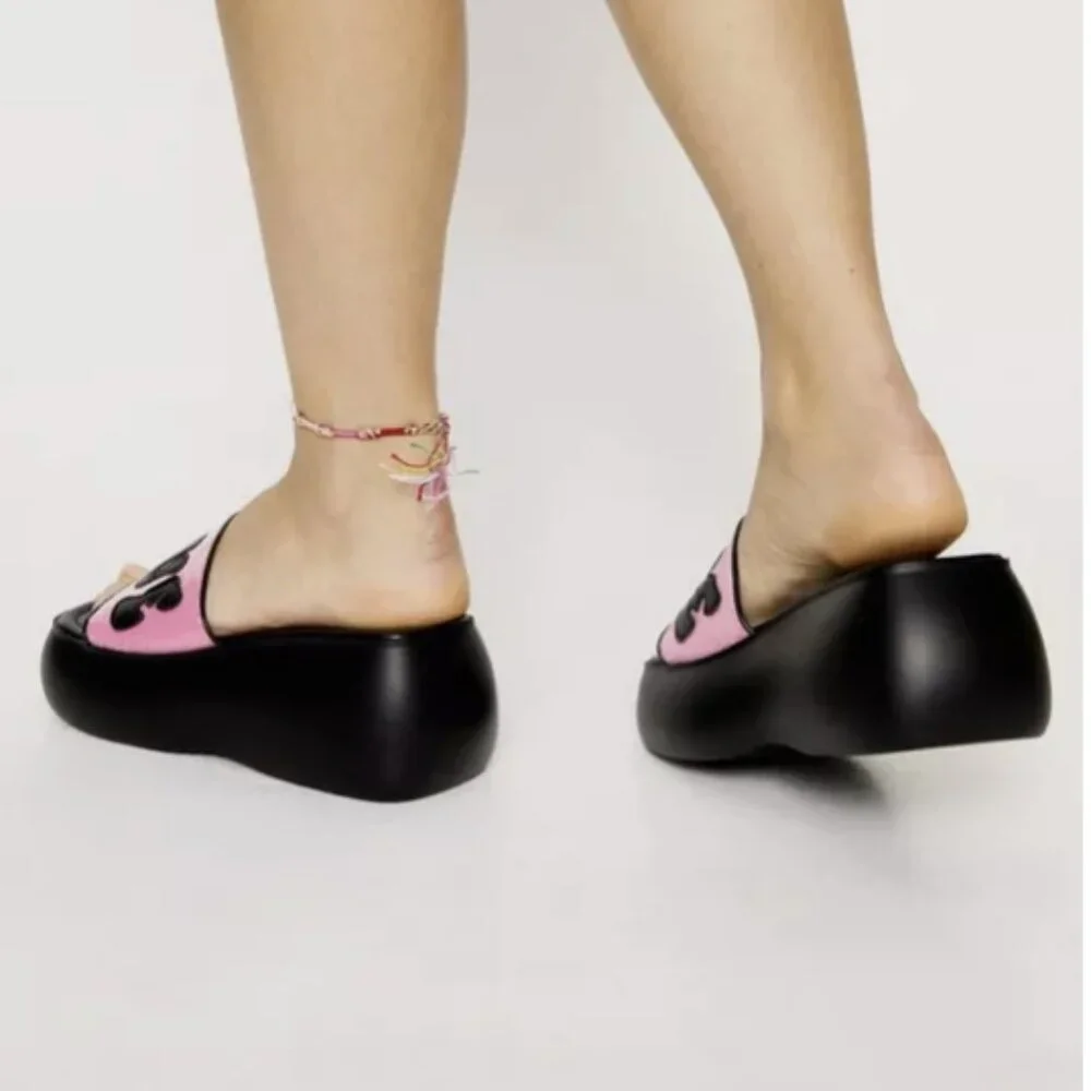 Shellys London Sequin Andi Flatform Mules Pink Women's Size 9 Peace, Love NWB - Picture 3 of 11